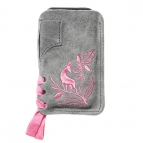 Lederhosen Smartphone Tascherl (grau/rosa)